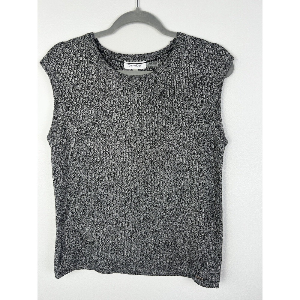 Calvin Klein Sleeveless Sweater‎ Women's Size Large Gray Black